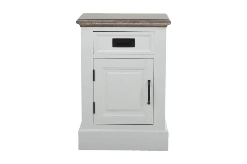 Verdell Sengebord 46 med Opbevaring Skuffe + Skab, Hvid