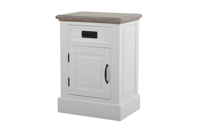 Verdell Sengebord 46 med Opbevaring Skuffe + Skab - Hvid - Møbler - Borde - Aflastningsbord - Sengebord