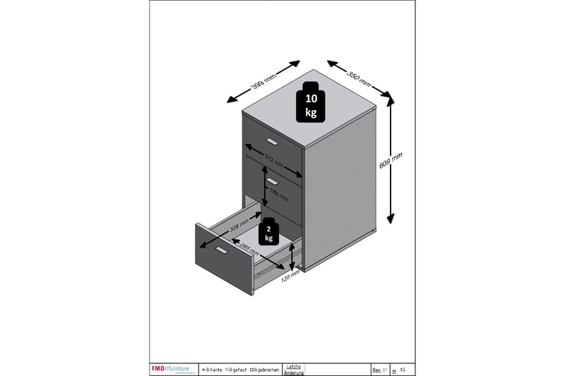 Virginia Sengebord 35 cm med Opbevaring 3 Skuffer - Hvid - Møbler - Borde - Aflastningsbord - Sengebord
