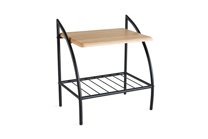 Zenon Sengebord 54 cm med Opbevaring Hylde - Sort/Natur - Møbler - Borde - Aflastningsbord - Sengebord
