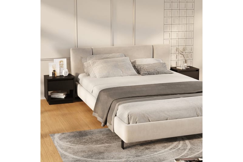 sengeborde 2 stk. 45x34x44 cm spånplade sort - Sort - Møbler - Borde - Aflastningsbord - Sengebord