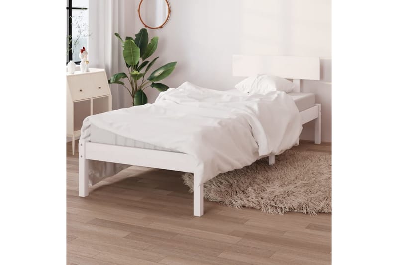 sengeramme 75x190 cm UK Small Single massivt fyrretræ hvid - Hvid - Møbler - Borde - Aflastningsbord - Sengebord