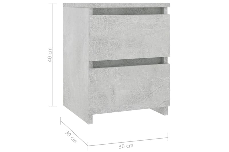 Sengeskab 30 x 30 x 40 cm spånplade betongrå - Grå - Sengebord