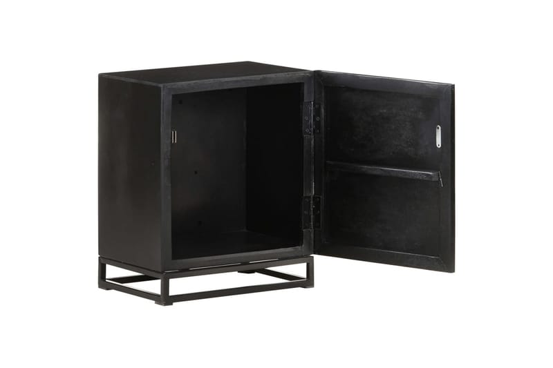 Sengeskab 40x30x50 cm massivt Akacietræ og Mangotræ Sort - Sort - Møbler - Borde - Aflastningsbord - Sengebord