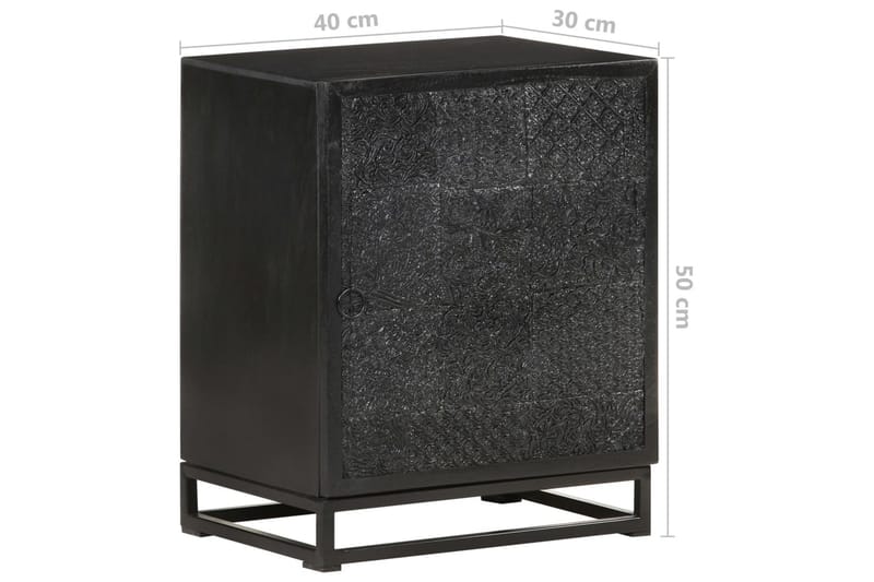 Sengeskab 40x30x50 cm massivt Akacietræ og Mangotræ Sort - Sort - Møbler - Borde - Aflastningsbord - Sengebord