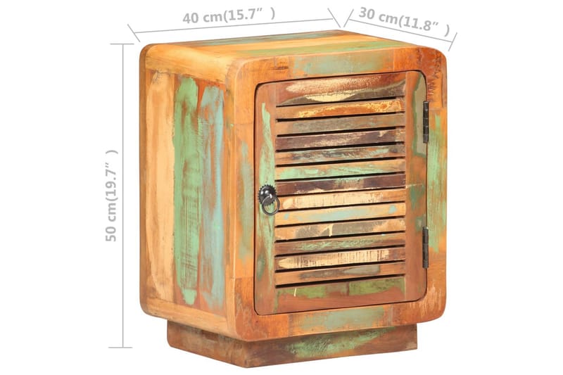 Sengeskab 40x30x50 cm massivt genbrugstræ - Flerfarvet - Møbler - Borde - Aflastningsbord - Sengebord
