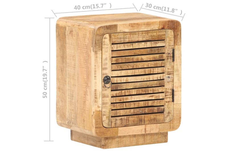 Sengeskab 40x30x50 cm ru mangotræ - Brun - Møbler - Borde - Aflastningsbord - Sengebord