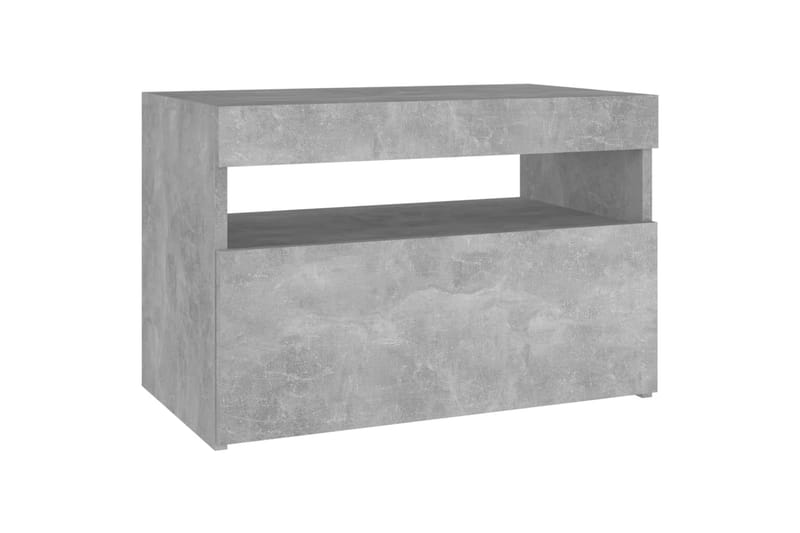 sengeskab m. LED-lys 60x35x40 cm betongrå - Grå - Sengebord