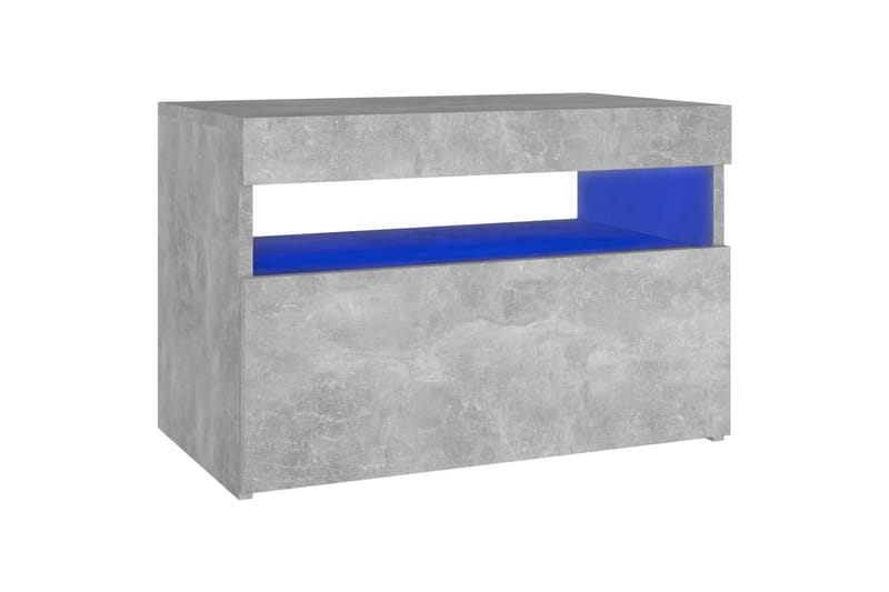 sengeskab m. LED-lys 60x35x40 cm betongrå - Grå - Sengebord