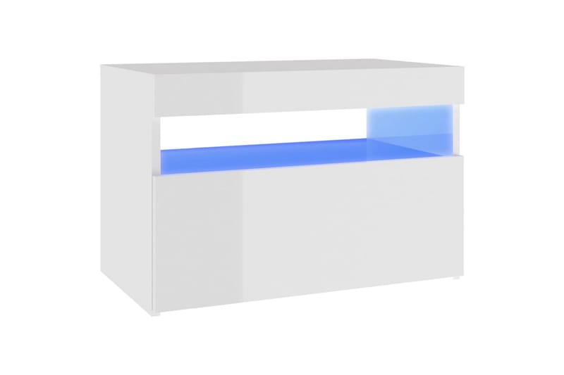 sengeskab m. LED-lys 60x35x40 cm hvid højglans - Hvid - Sengebord