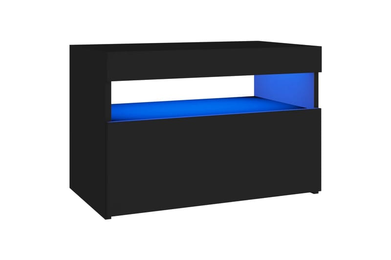 sengeskab m. LED-lys 60x35x40 cm spånplade sort - Sort - Sengebord