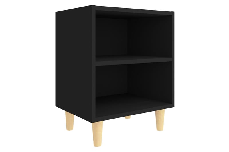 sengeskabe m. massive træben 2 stk. 40x30x50 cm sort - Sort - Møbler - Borde - Aflastningsbord - Sengebord