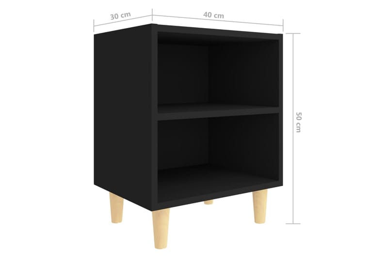 sengeskabe m. massive træben 2 stk. 40x30x50 cm sort - Sort - Møbler - Borde - Aflastningsbord - Sengebord
