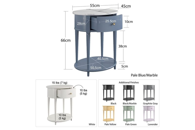 Side-/endebord Aurora - Møbler - Borde - Aflastningsbord - Lampebord