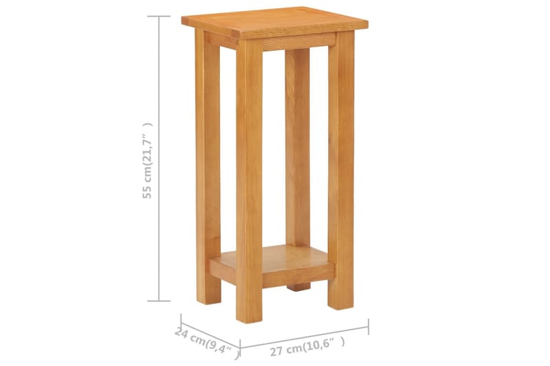 Sidebord 27x24x55 cm Massivt Egetræ - Lampebord - Bakkebord & små borde