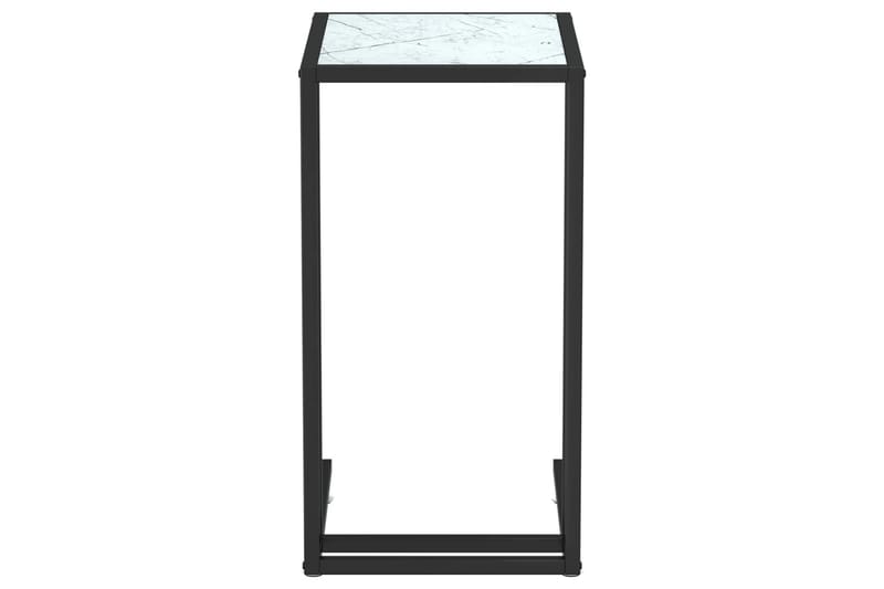 sidebord 50x35x65 cm hærdet glas hvid marmor - Hvid - Lampebord - Bakkebord & små borde