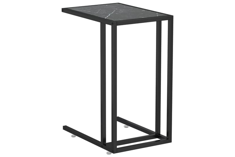 sidebord 50x35x65 cm hærdet glas sort marmor - Sort - Lampebord - Bakkebord & små borde