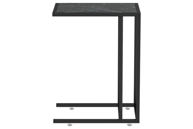 sidebord 50x35x65 cm hærdet glas sort marmor - Sort - Møbler - Borde - Aflastningsbord - Lampebord