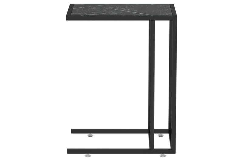 sidebord 50x35x65 cm hærdet glas sort marmor - Sort - Lampebord - Bakkebord & små borde