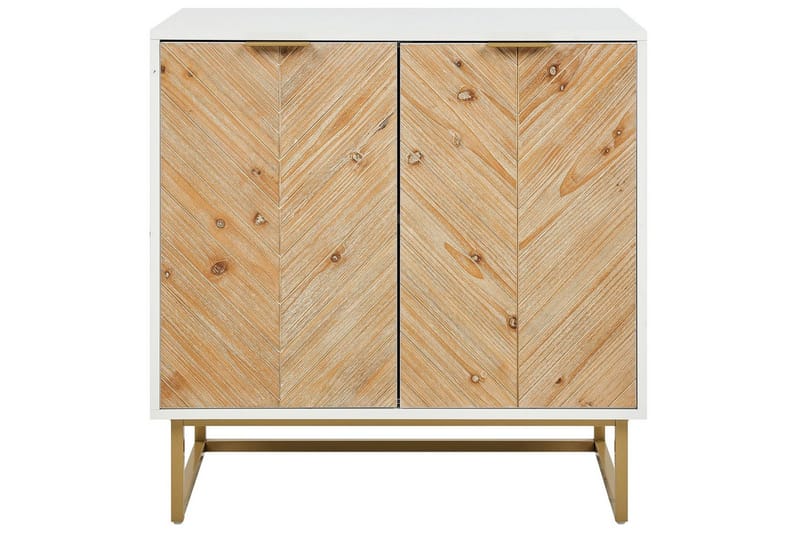 Sidebord Alaska Hvid, Lys Træ, Guld - Hvid, Lys Træ, Guld - Møbler - Borde - Aflastningsbord - Lampebord