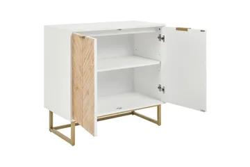 Sidebord Alaska Hvid, Lys Træ, Guld - Hvid, Lys Træ, Guld - Møbler - Borde - Aflastningsbord - Lampebord