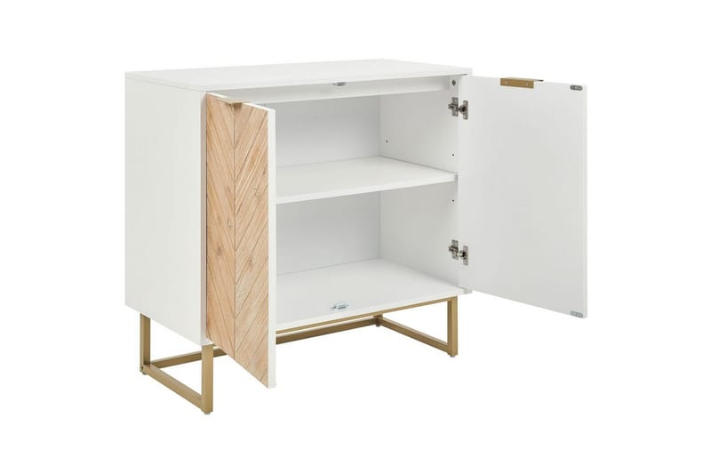 Sidebord Alaska Hvid, Lys Træ, Guld - Hvid, Lys Træ, Guld - Møbler - Borde - Aflastningsbord - Lampebord