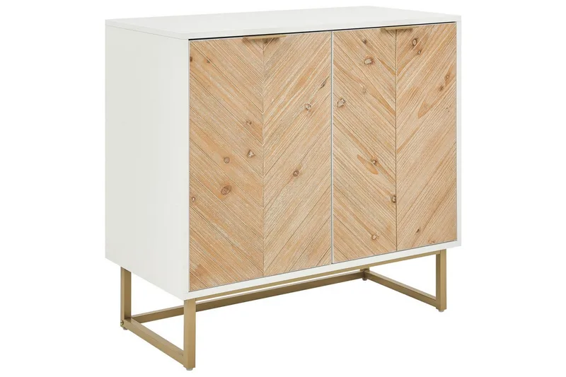 Sidebord Alaska Hvid, Lys Træ, Guld, Hvid, Lys Træ, Guld