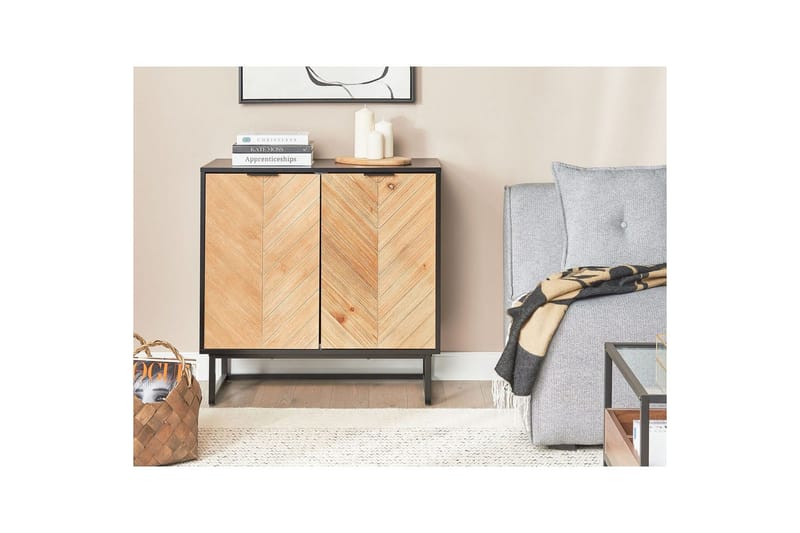 Sidebord Alaska Sort, lyst træ - Sort, lyst træ - Møbler - Borde - Aflastningsbord - Lampebord