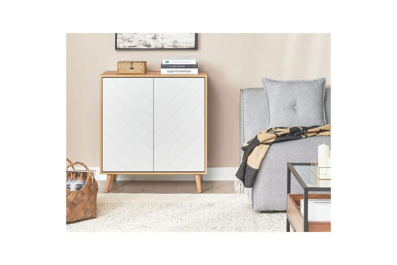 Sidebord Bristow Hvid, Lys Træ - Hvid, Lys Træ - Møbler - Borde - Aflastningsbord - Lampebord