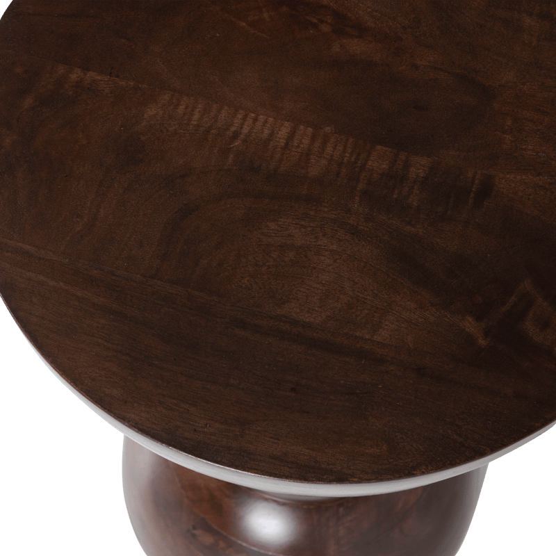 Sidebord Emel 40 cm rundt - Mørkebrun - Møbler - Borde - Aflastningsbord - Lampebord