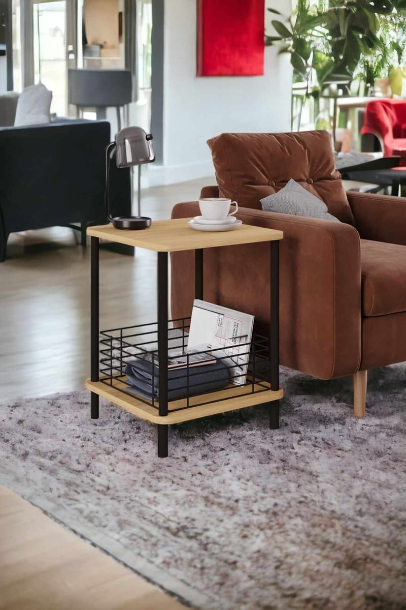 Sidebord Hanah Home Haseki (45 x 58 x 38 cm) Sapphire Oak - Sapphire Oak - Møbler - Borde - Aflastningsbord - Lampebord