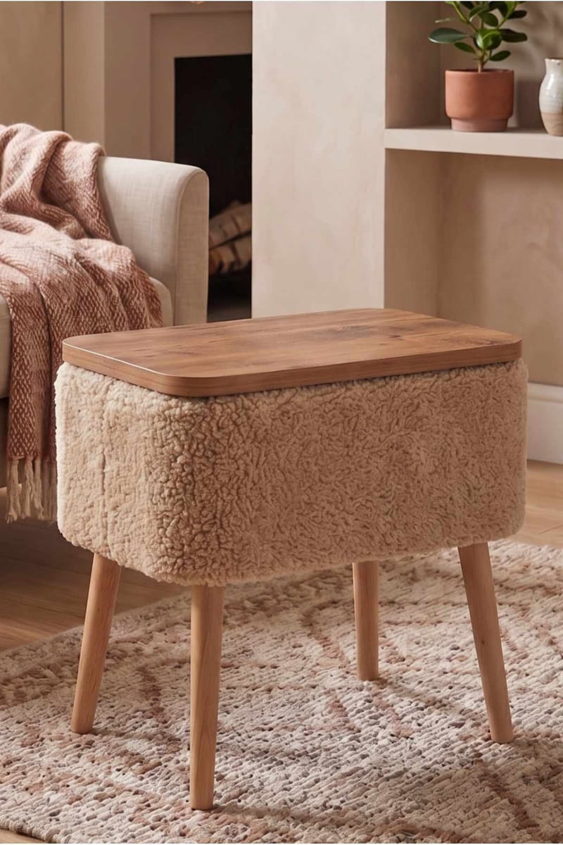 Sidebord Hanah Home Parkway Small (60 x 65 x 30 cm) Beige - Beige - Møbler - Borde - Aflastningsbord - Lampebord