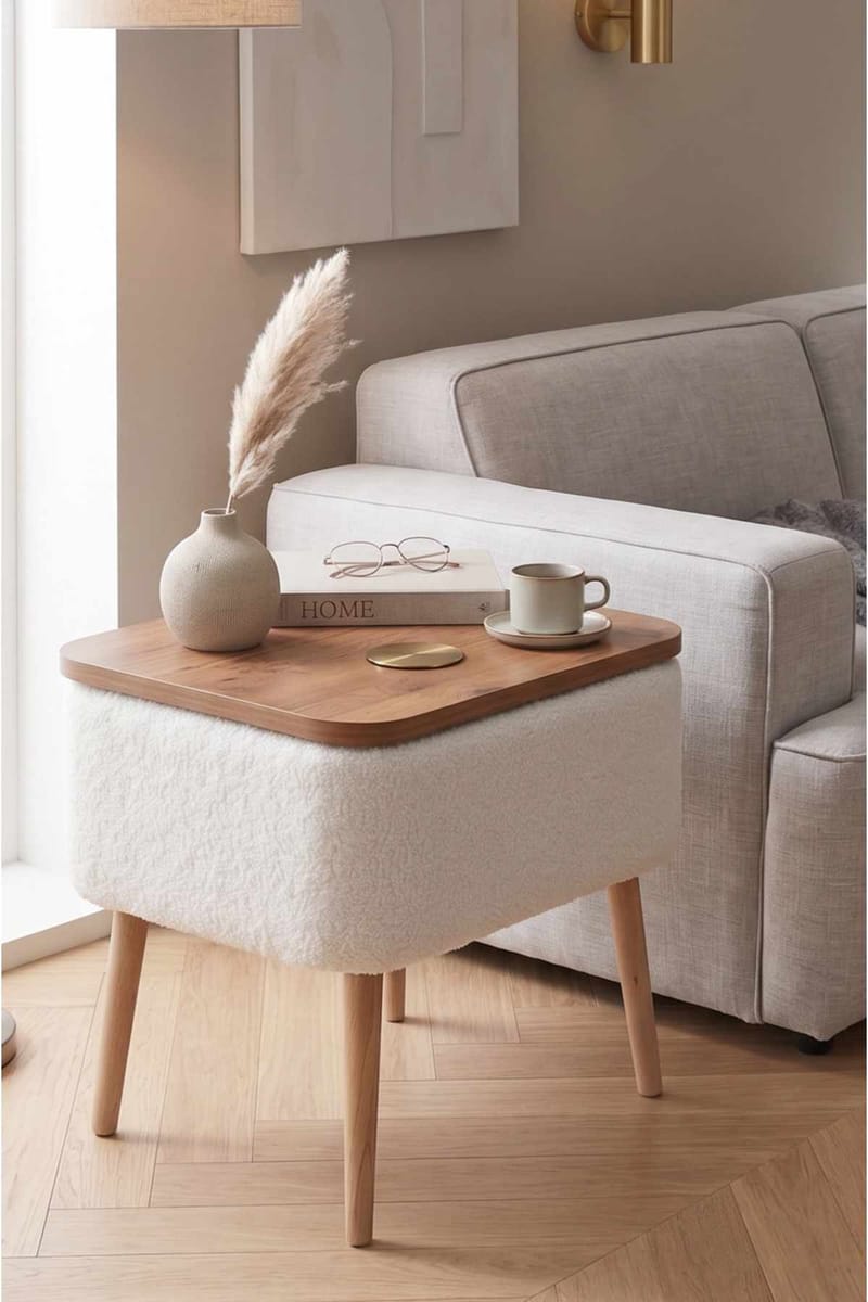 Sidebord Hanah Home Parkway Small (60 x 65 x 30 cm) Hvid - Hvid - Møbler - Borde - Aflastningsbord - Lampebord