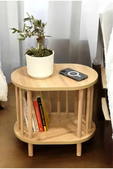 Sidebord Hanah Home Pika (45 x 43 x 30 cm) Sapphire Oak - Sapphire Oak - Møbler - Borde - Aflastningsbord - Lampebord