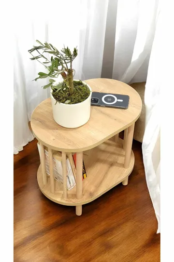Sidebord Hanah Home Pika (45 x 43 x 30 cm) Sapphire Oak - Sapphire Oak - Møbler - Borde - Aflastningsbord - Lampebord
