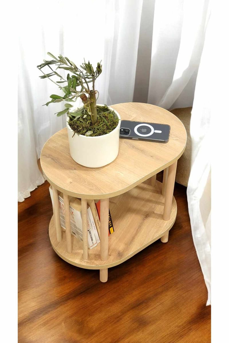 Sidebord Hanah Home Pika (45 x 43 x 30 cm) Sapphire Oak - Sapphire Oak - Møbler - Borde - Aflastningsbord - Lampebord