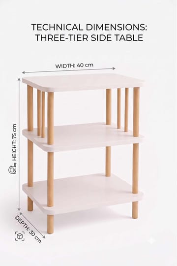 Sidebord Hanah Home Pika Tray (40 x 75 x 30 cm) Hvid - Hvid - Møbler - Borde - Aflastningsbord - Lampebord