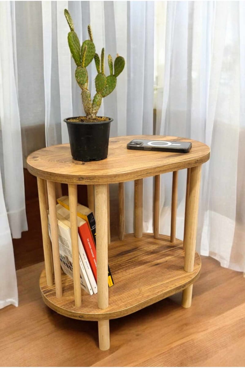 Sidebord Hanah Home Pika (45 x 43 x 30 cm) Fyrretræ - Fyrretræ - Møbler - Borde - Aflastningsbord - Lampebord