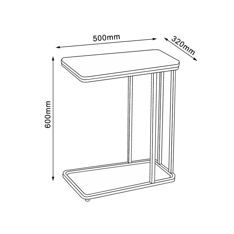 Sidebord HOME4YOU Hedvig 50x32x60 cm ask/sort - ask/sort - Møbler - Borde - Aflastningsbord - Lampebord