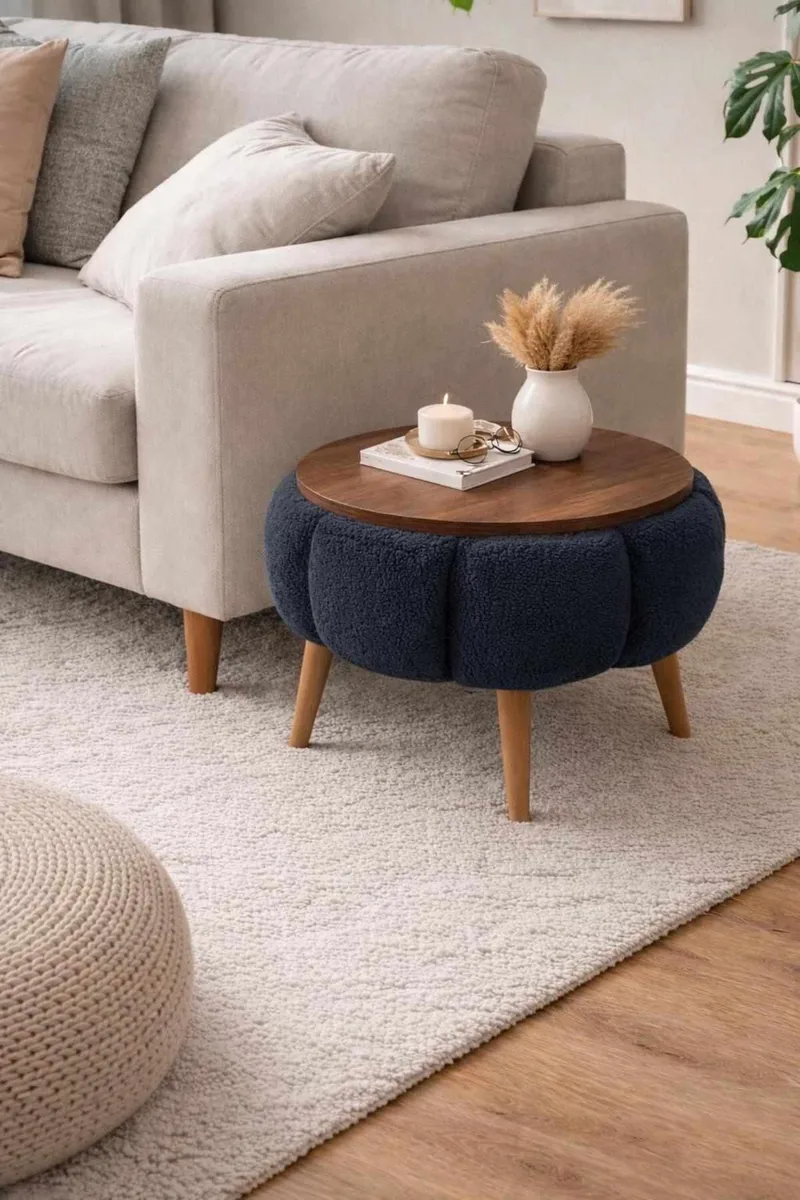 Sidebord Homitis Papatya (Ø45 x H44 cm) Antracit - Møbler - Borde - Aflastningsbord - Lampebord