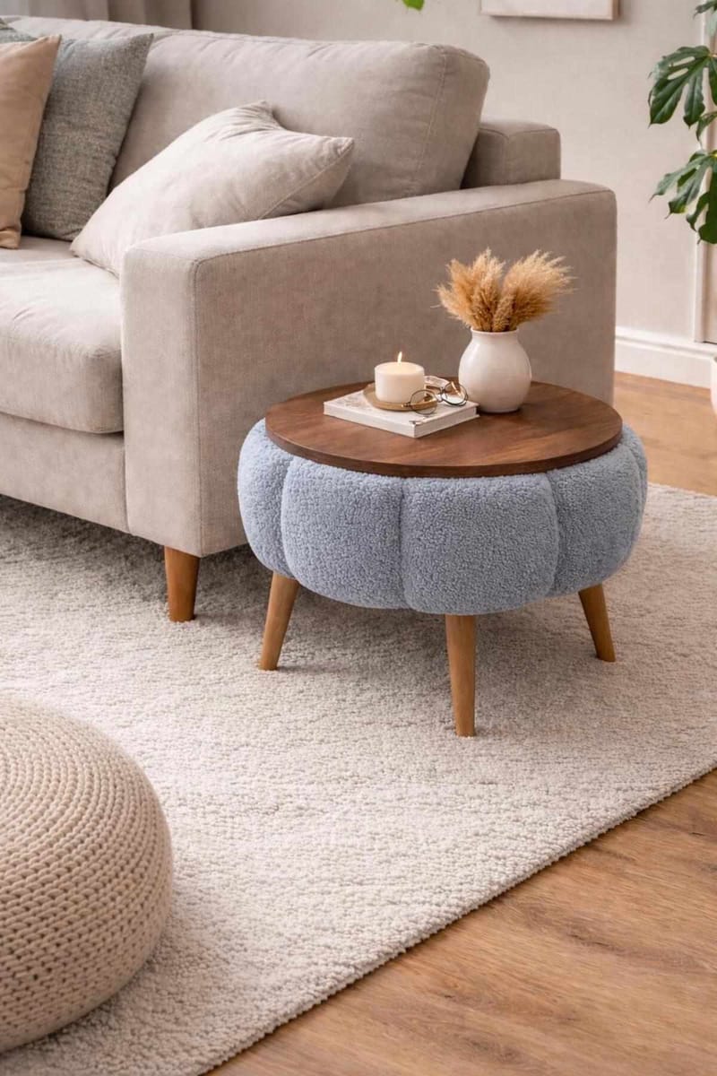 Sidebord Homitis Papatya (Ø45 x H44 cm) Grå - Møbler - Borde - Aflastningsbord - Lampebord