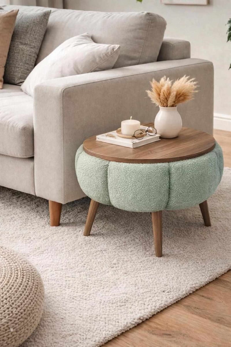 Sidebord Homitis Papatya (Ø45 x H44 cm) Grøn - Møbler - Borde - Aflastningsbord - Lampebord