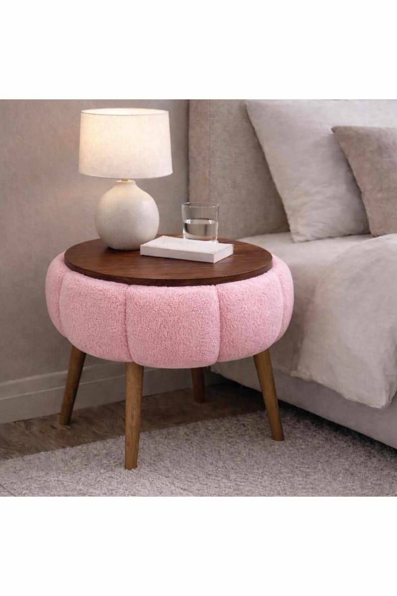 Sidebord Homitis Papatya (Ø45 x H44 cm) Lyserød - Møbler - Borde - Aflastningsbord - Lampebord