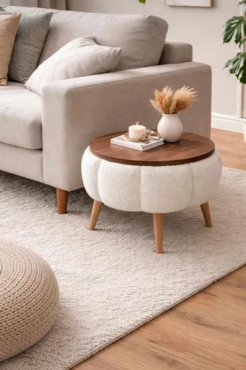 Sidebord Homitis Papatya (Ø45 x H44 cm) Hvid - Møbler - Borde - Aflastningsbord - Lampebord