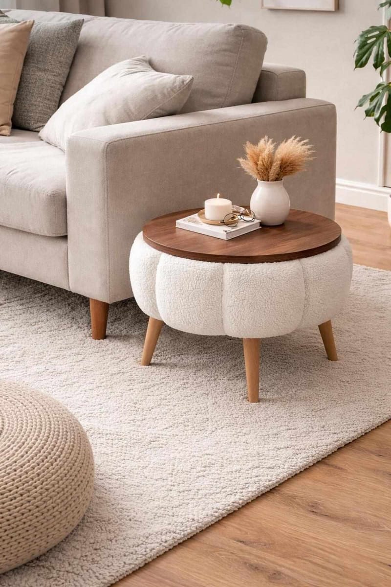 Sidebord Homitis Papatya (Ø45 x H44 cm) Hvid - Møbler - Borde - Aflastningsbord - Lampebord