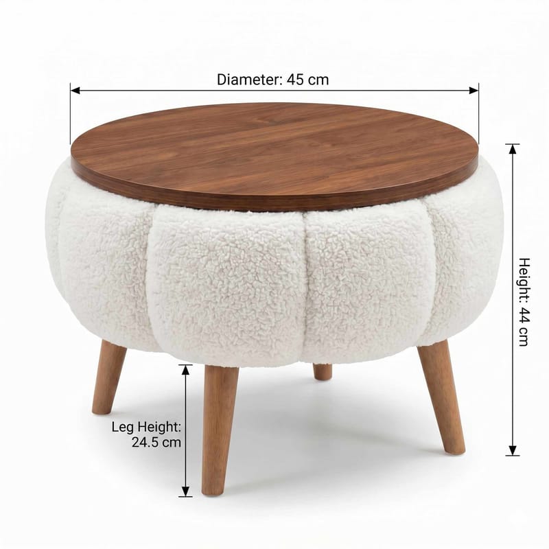 Sidebord Homitis Papatya (Ø45 x H44 cm) Hvid - Møbler - Borde - Aflastningsbord - Lampebord