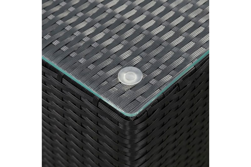 Sidebord Med Glastop 35X35X52 cm Polyrattan Sort - Lampebord - Bakkebord & små borde
