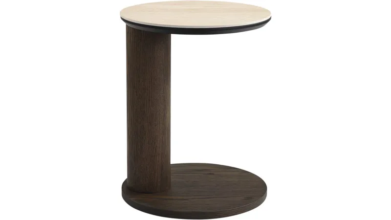 Sidebord NFG Giro 38 cm, travertinlook, valnøddefinér