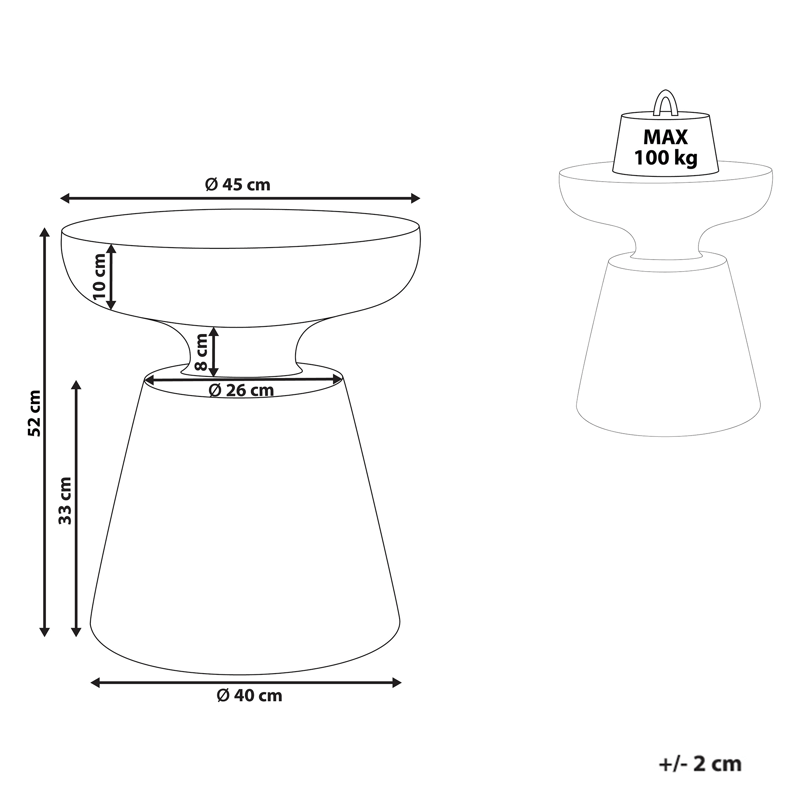 Sidebord udendørs Mincio 45 cm terrazzoeffekt - Grøn - Havemøbler - Balkon - Balkonmøbler - Altanborde