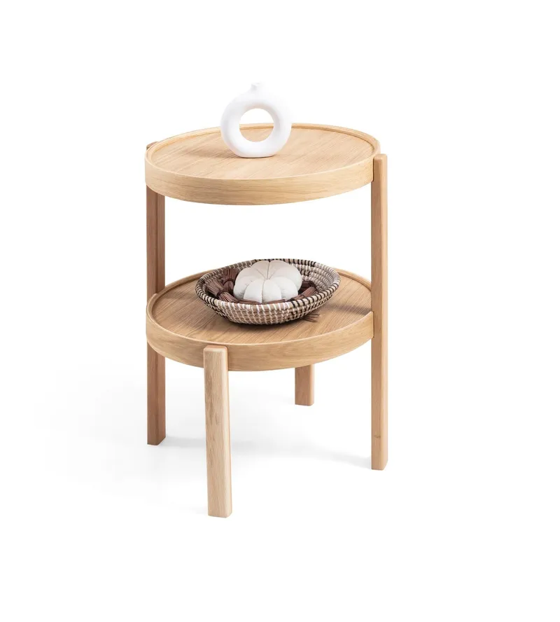 Sidebord Wallxpert Milan Yuvarlak (45 x 60 x 45 cm) Eg - Eg - Møbler - Borde - Aflastningsbord - Lampebord